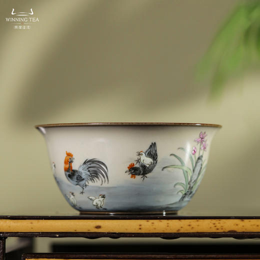 问鼎鼎峰柴窑绘画（天青精工款鸡缸杯） 商品图0