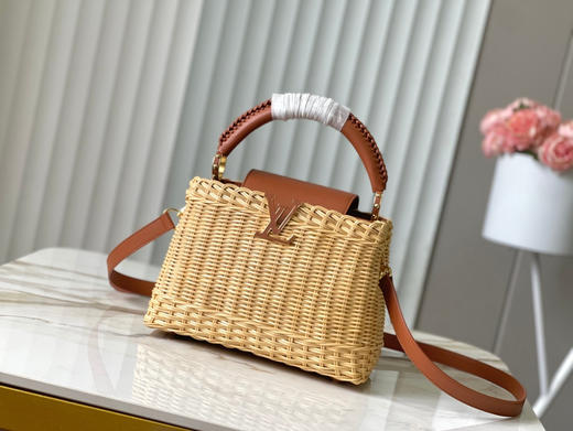 秋冬特惠💰1700 渠道级LV 新品 te级LV 动态芯片 M26025/M48865棕色编织印花竹篮 商品图0