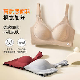 SDE-932#  秋冬华夫格隐形粉底液内衣无钢圈提拉收副乳文胸新年红色胸罩（单件）