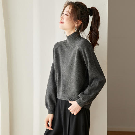 半高领厚款毛衣，简约慵懒风软糯针织衫套头打底上衣CC-27-25257 商品图0