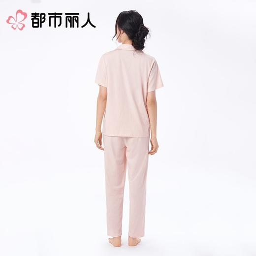 都市丽人女士睡衣纯棉单面家居服短袖长裤棉质套装LHC0A8 商品图3
