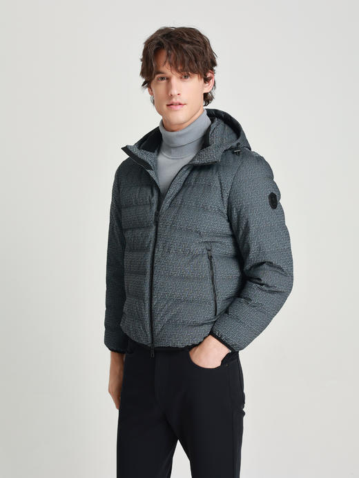 callisto星空蓝连帽logo提花鹅绒羽绒服 商品图3