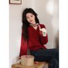 鹿向南「冰雪玫瑰」复古红色毛衣女秋冬高级感气质优雅针织衫上衣 商品缩略图4