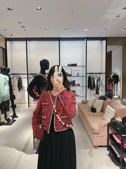 香奈儿 25秋冬新款 复古红格纹粗花呢外套(TM) 商品图5