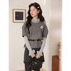 鹿向南「清雅定格」木耳边半高领长袖灰色针织衫女秋冬内搭打底衫 商品缩略图1