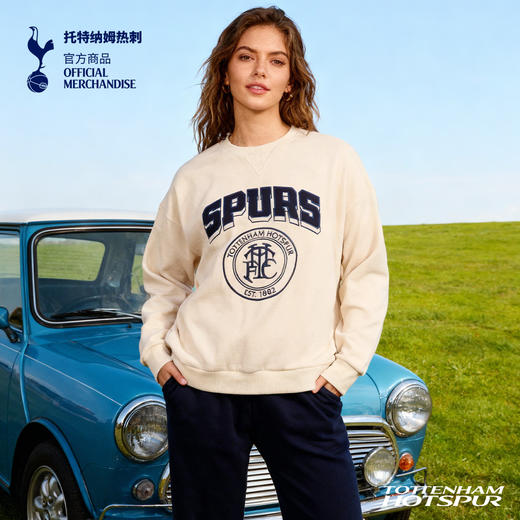 【官方正版】托特纳姆热刺俱乐部 | 复古套头卫衣米白色圆领内搭长袖 商品图1