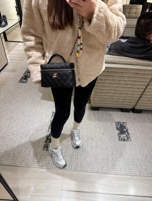 香奈儿 26C 麦穗双c LP皮饭盒包黑色（ZB*KISS） 商品图2