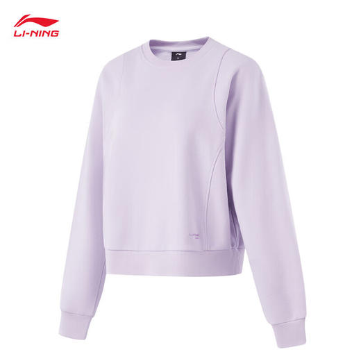 李宁卫衣女加绒圆领套头衫冬季新款宽松运动上衣AWDU556 商品图5
