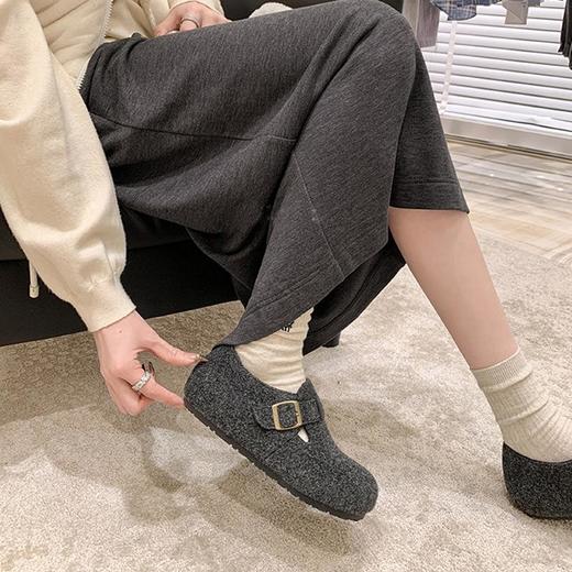 【羊毛勃肯鞋内增高】厚底加绒保暖毛毛鞋女懒人一字包头拖鞋棉鞋 商品图2