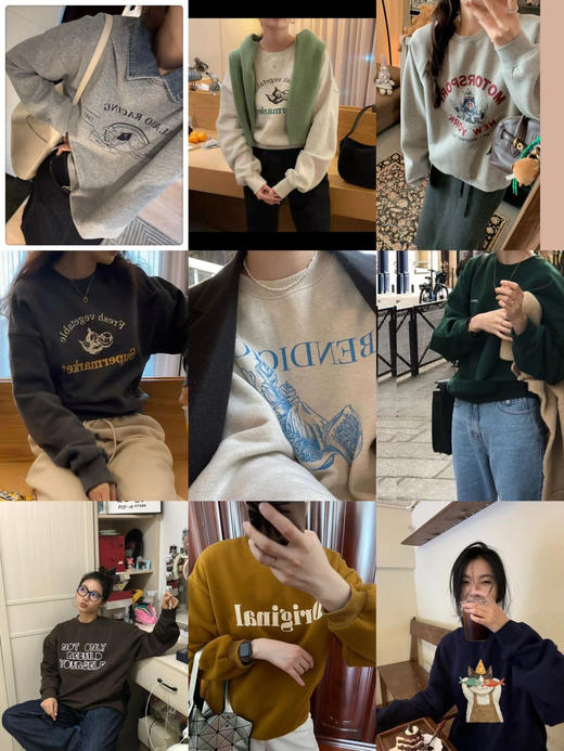 韩订九色一体绒卫衣美式复古调调 商品图1