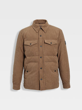 callisto卡其灯芯绒轻工装鹅绒羽绒服