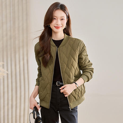 WXN665-1菱格夹棉棒球服外套女2025秋冬新款小个子休闲百搭时尚短款小棉衣 商品图0