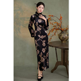 GX老上海复古中国风旗袍2025冬新款长袖中式大码旗袍