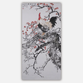 卓愿《春日瑞景》70x138CM 手绘纸本宣纸国画作品