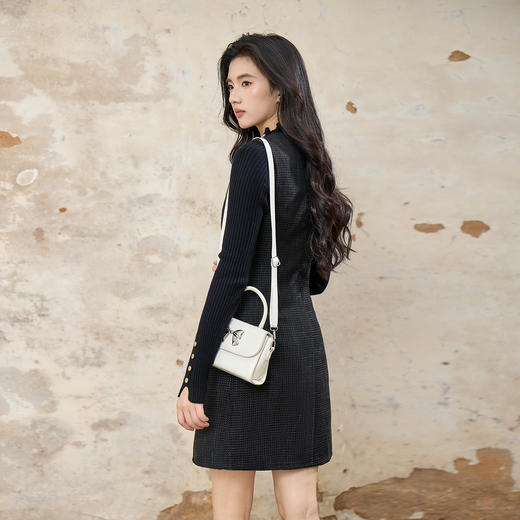 奢姿大码女装2025冬季时尚钻领圆领背心裙胖妹妹气质减龄优雅裙子9954853820 商品图3
