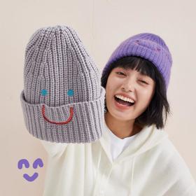【北美笑脸针织帽！传递心情多巴胺色】系加厚女男冷帽冬护耳包头网红