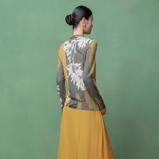 【林栖设计小店】绵羊毛T恤印花撞色优雅气质修身显瘦2026早春新款上衣女T1961238 商品图4