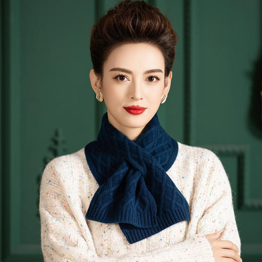 WW 1186交叉设计简约时尚纯羊毛保暖护颈围巾 商品图6