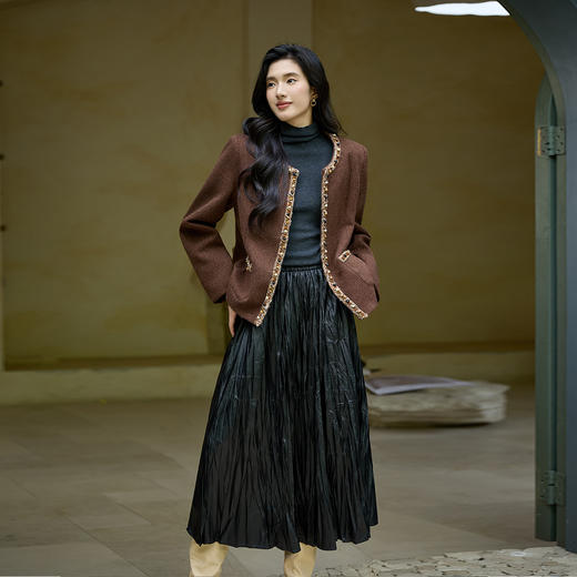 奢姿大码女装2025冬季减龄织带拼接小香风时尚气质名媛百搭外套9954394259 商品图4