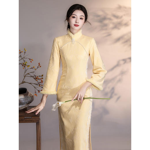 【预售3天】加绒加厚冬装改良，新中式国旗袍GX-4163 商品图2