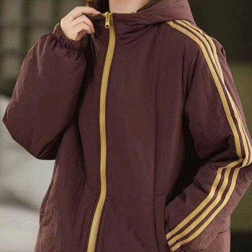 两面穿连帽棉服外套潮2025韩版时尚休闲减龄拼色棉衣 商品图1