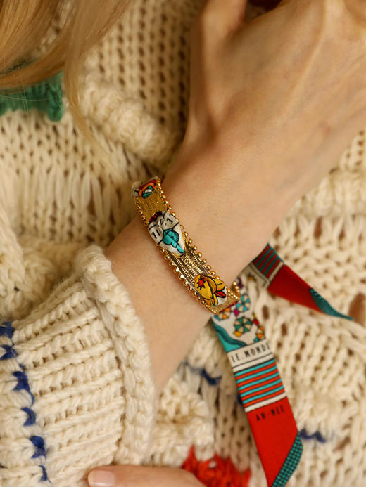 订购14周到｜AN-NEE-DIVA-红色 塔罗 2cm 丝巾手镯［法国设计师］ 商品图0