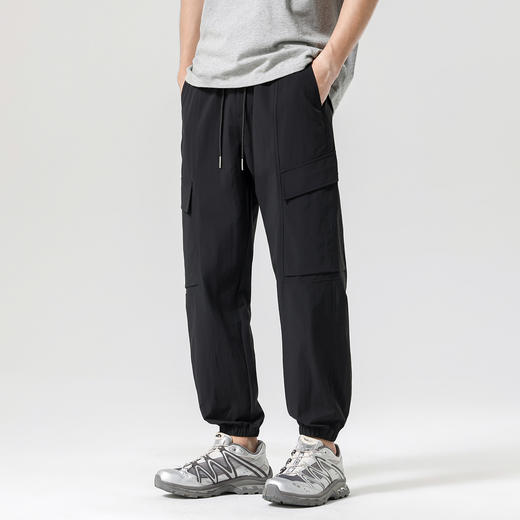 纯色男士户外工装裤25夏新款抽绳系带束脚裤宽松百搭休闲长裤男K&C 商品图1