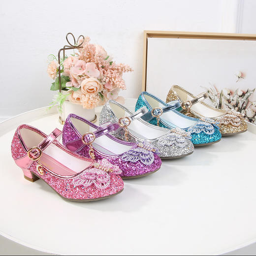 母婴用品-女童单鞋蝴蝶公主鞋儿童高跟皮鞋 商品图1