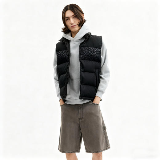 D112544男士双面拼色立领羽绒背心休闲叠穿保暖 商品图12