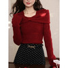 鹿向南「果园暖织」法式设计感红色针织衫女秋冬季高级感显瘦上衣 商品缩略图1