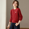 CC韩系刺绣圆领毛衣女秋冬宽松慵懒风针织衫内搭高级感保暖打底上衣 商品缩略图3