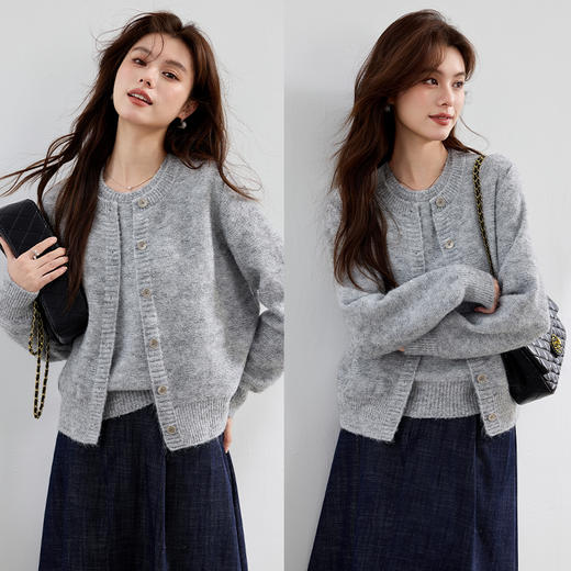 VICTORIA&VERA秋季【MIU系】马海毛流光套装 | 银河闪丝马甲+开衫 陨石坑肌理极简通勤百搭 商品图4