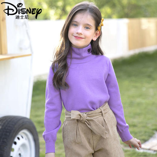 迪士尼女童高领打底衫秋冬2024新款儿童毛衣内搭洋气女孩秋季上衣 商品图2