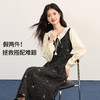 【11/26新品】熙世界千金小香风刺绣蝴蝶结连衣裙女2025秋冬新款收腰假两件裙子 商品缩略图1