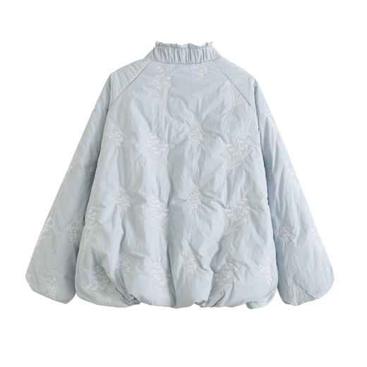 秋冬新款长袖棉衣外套女中式轻国风刺绣棉衣洋气减龄文艺百搭棉袄 商品图2