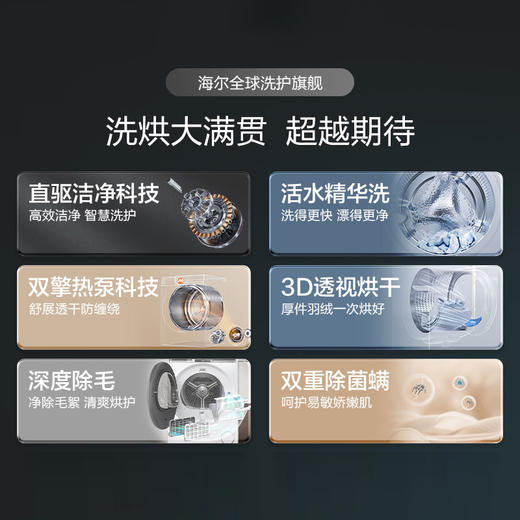 海尔麦浪X11洗烘套装536白精华洗滚筒洗衣机3D双擎热泵烘干机 商品图1