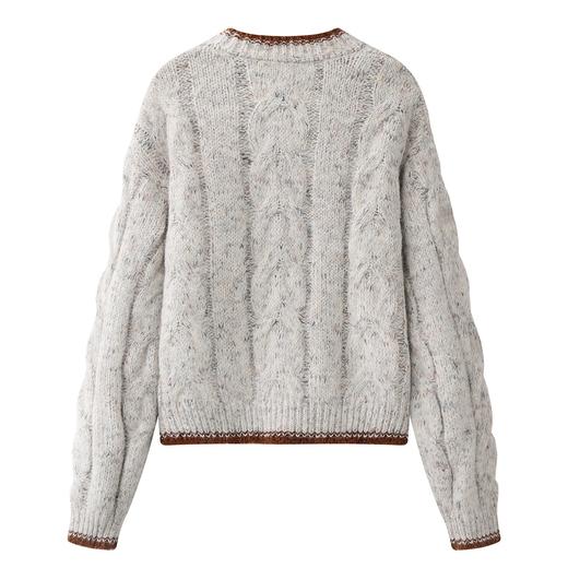 D112528秋冬季新款重工钩花圆领软糯毛衣女慵懒风宽松套头针织衫 商品图3