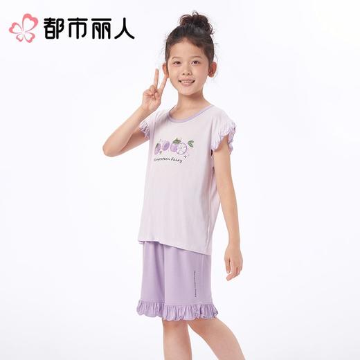 都市丽人女童睡衣无袖儿童家居服小飞袖中裤棉质裙装JHC2M7 商品图2