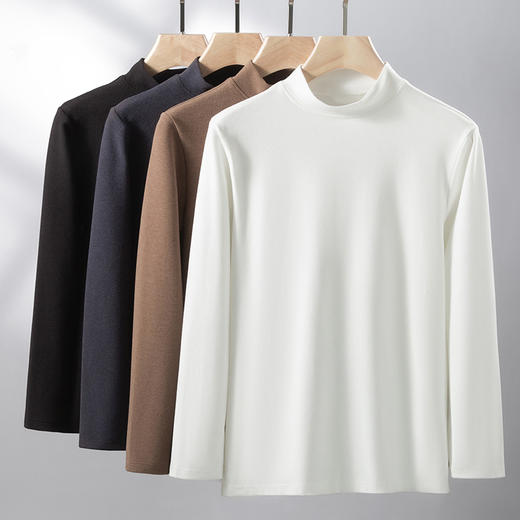 【男女同款】罗蒙秋冬打底衫男女半高领套头衫多色弹力显瘦内搭男女上衣内衣 商品图2