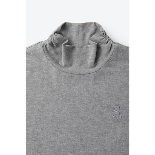 【商场同款】诗凡黎灰色高领套头T恤2024冬新款长袖上衣3FA301352 商品图2