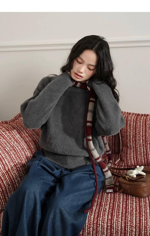 D112525气质毛衣收腰长袖针织衫25秋冬季新款女装大衣内搭打底衫 商品图4