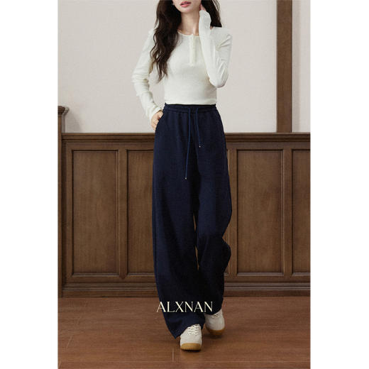 【6折秒杀】鹿向南「床上黑洞」黑色高腰阔腿裤女秋冬新款垂感显瘦宽松休闲裤 商品图3