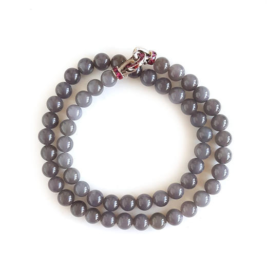 【天然正品】天然细腻烟紫色约8.0MM和田玉珠串项链8.0MM（皆取最大值）链长：46CM女士111125NJS15特价：780元 商品图0