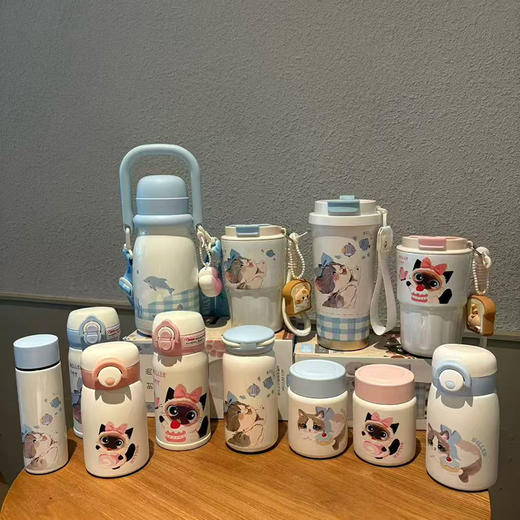 2025新款迪乐贝尔猫咖系列保温杯316不锈钢儿童水杯学生专用吸管杯保温杯（规格自选） 商品图2