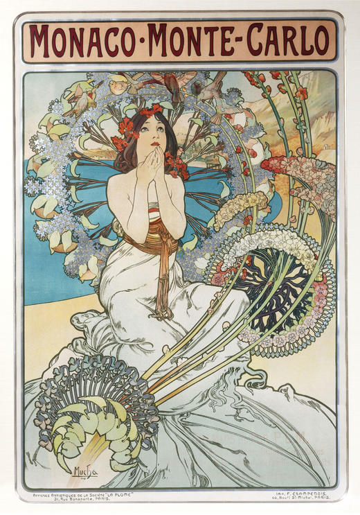 独角鹿西洋古董1897年代法国出品原版版画《摩纳哥蒙特卡洛 Monaco-Monte Carlo》 商品图1