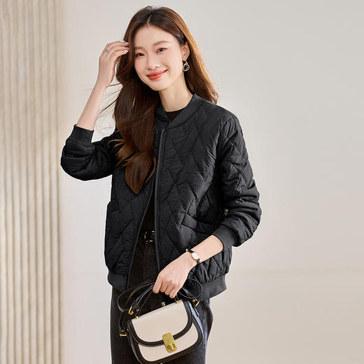 WXN665-1菱格夹棉棒球服外套女2025秋冬新款小个子休闲百搭时尚短款小棉衣 商品图2