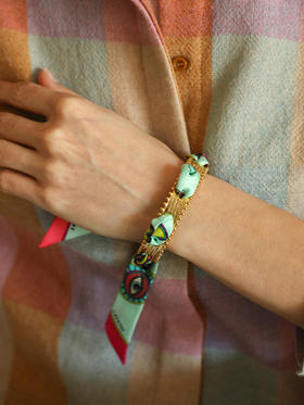 订购14周到｜AN-NEE-DIVA-薄荷绿 幸运予你  2cm 丝巾手镯［法国设计师］