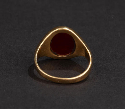 【已售】独角鹿西洋古董1870-1880年英国出品18K黄金镶嵌玛瑙侯爵贵族纹章主题凹雕印章戒指 商品图5