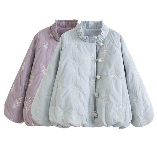 秋冬新款长袖棉衣外套女中式轻国风刺绣棉衣洋气减龄文艺百搭棉袄 商品图4