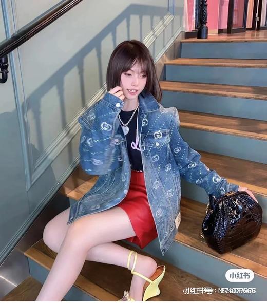 D112555男式蓝色水洗满钻烫钻牛仔外套夹克 商品图12